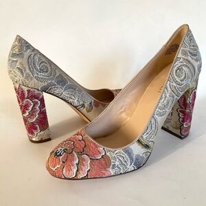 Nine West Pink and Gray Heels Elegant Floral Design